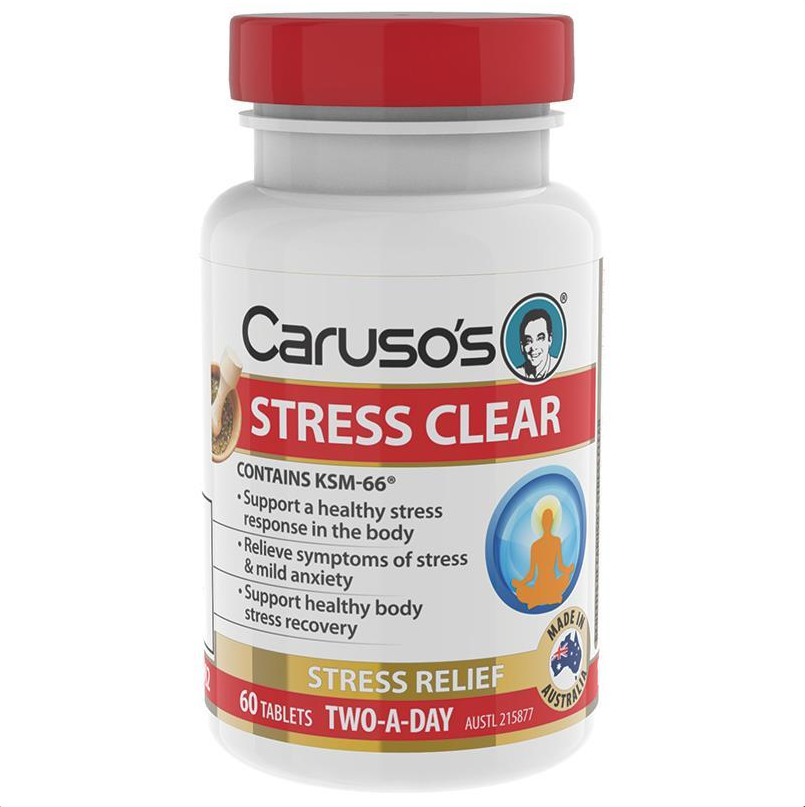 Viên uống giảm căng thẳng Carusos Natural Health Stress Clear 60 Tablets -  Săn Hàng Úc-Sydney