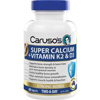 Carusos Super Calcium + Vitamin K2 & D3 60 Tablets