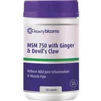 Henry Blooms MSM 750 with Ginger 1000mg & Devils Claw 120 Vegetarian Capsules