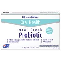 Henry Blooms Oral Fresh Probiotic 30 Chewable Mint Tablets